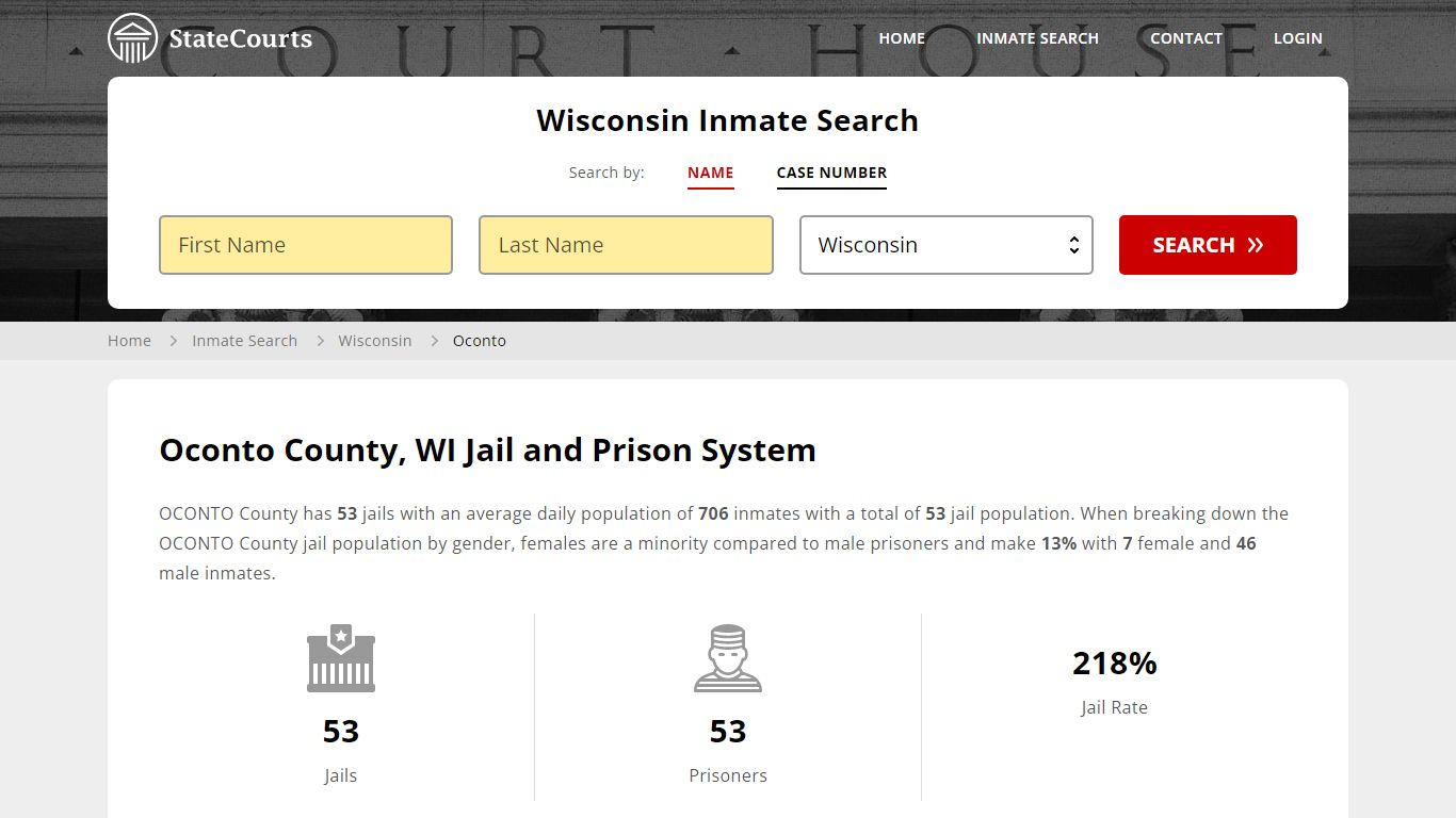 Oconto County, WI Inmate Search - StateCourts